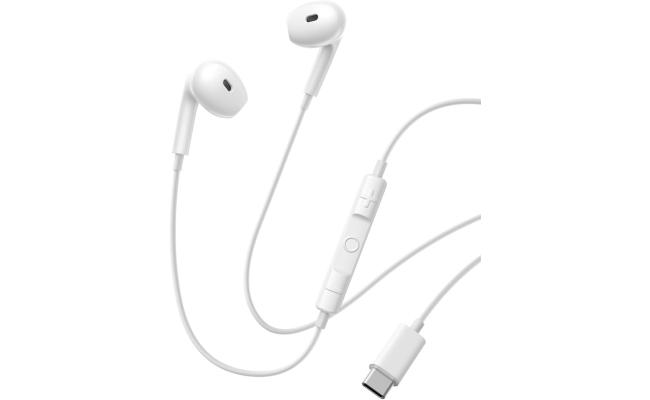 Baseus Encok CZ19 Type-C Wired Earphones – USB-C In-Ear Headphones with Microphone & Volume Control, 13mm Hi-Fi Drivers, Semi In-Ear Design, Durable TPE Cable, Compatible with iPhone 16, iPad Pro - White